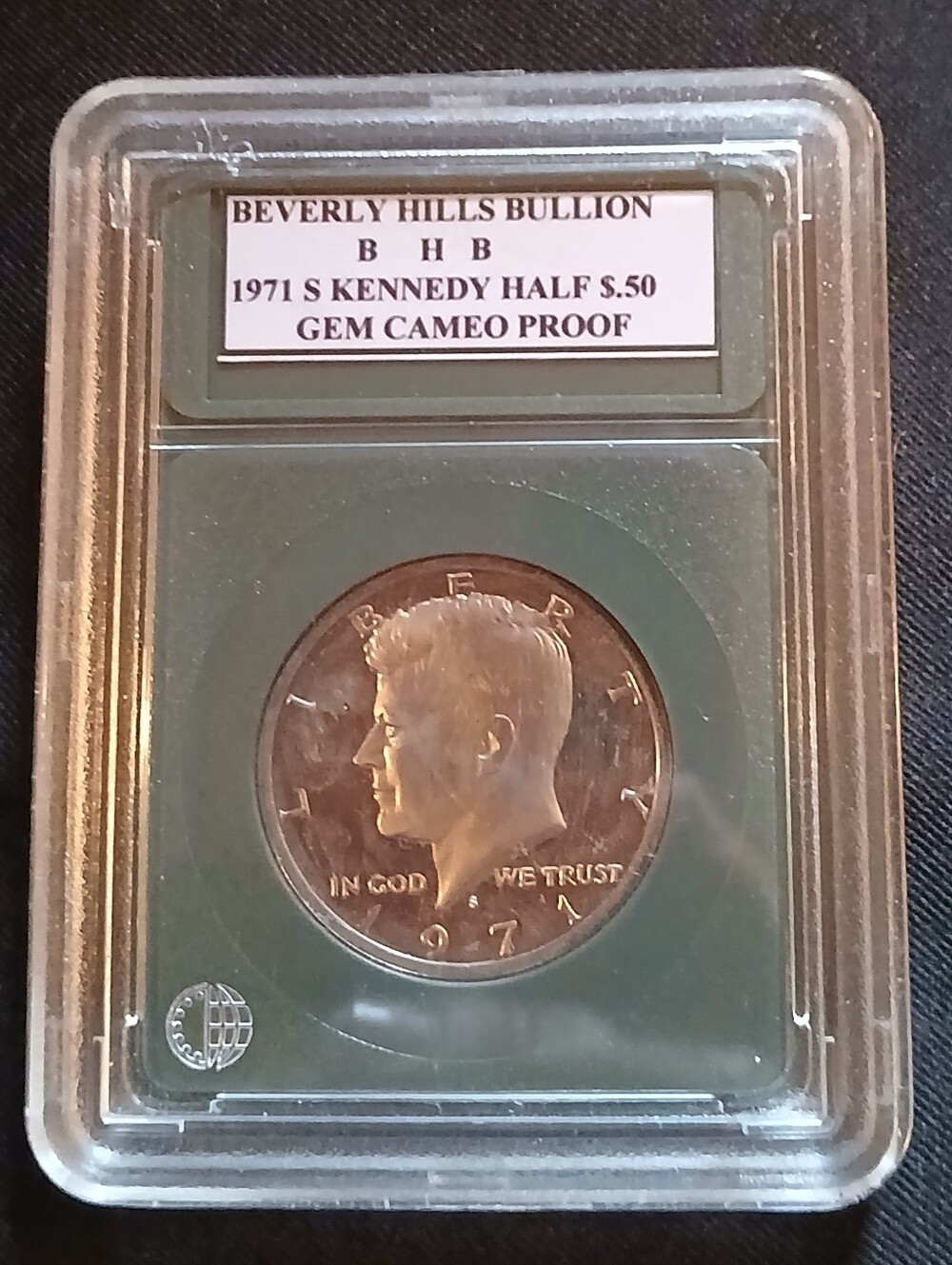 Beverly Hills Bullion Encased 1971 S Kennedy Half Dollar Gem Cameo Proof